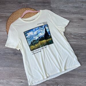 NEW Vincent Van Gogh wheat field with‎ cypresses art tshirt graphic